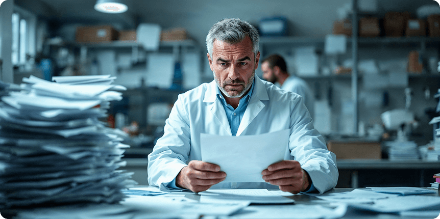 researcher reading papers 