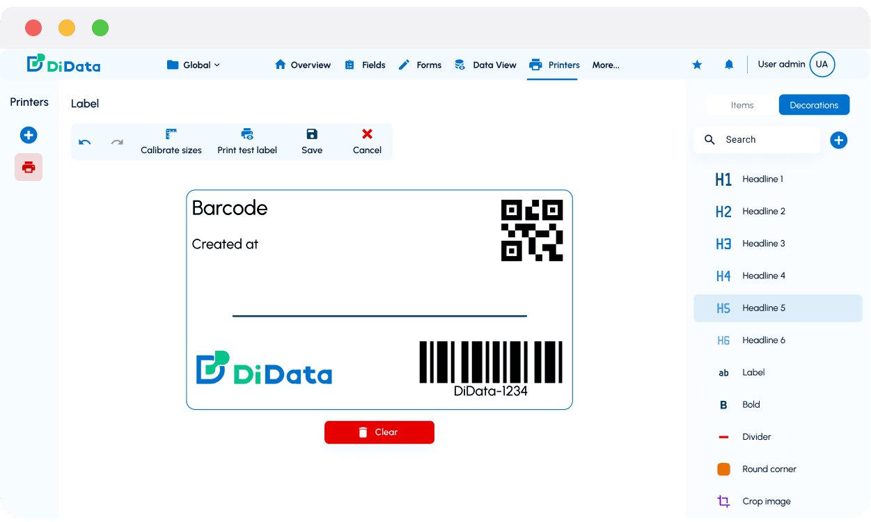 Di-Freeze barcode and labeling