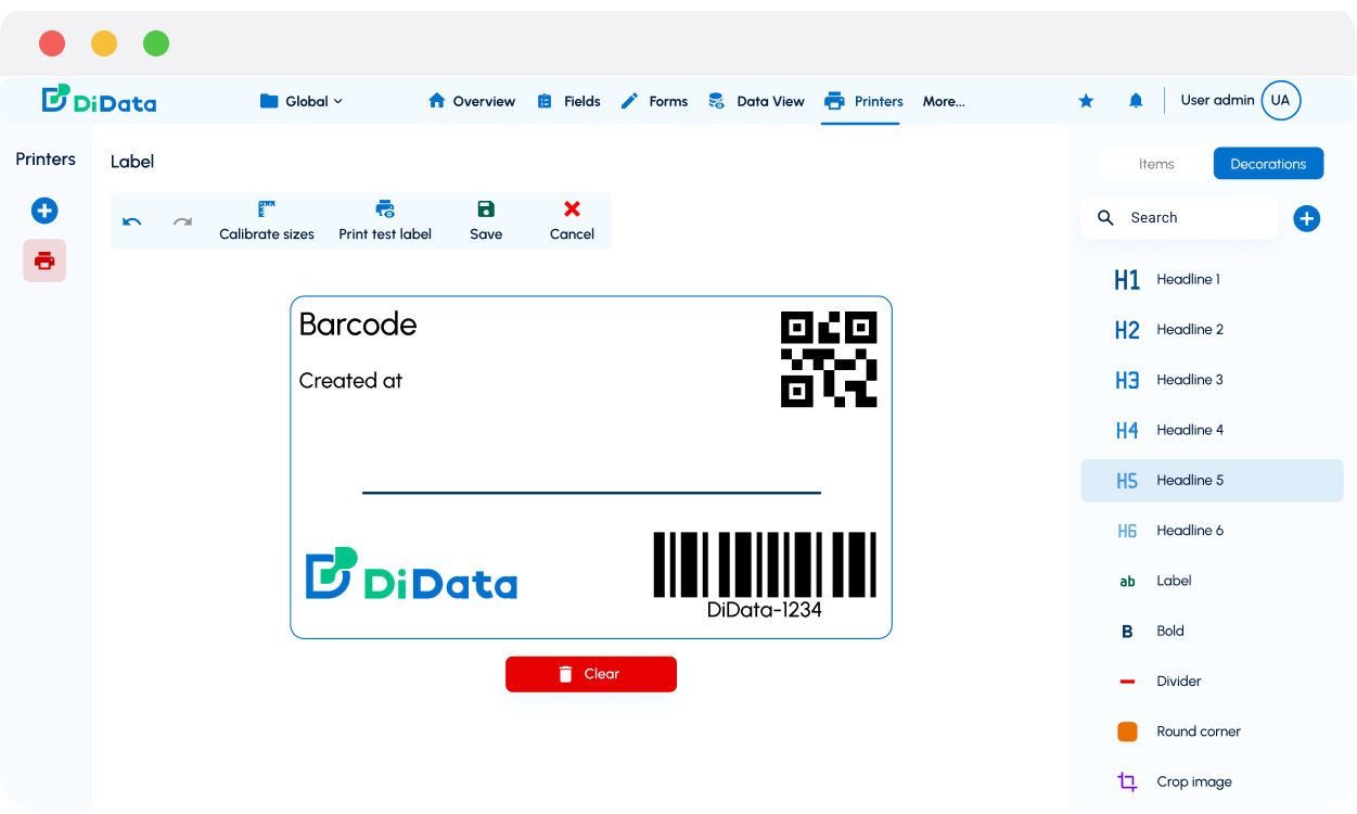 Di-Freeze barcode and labeling