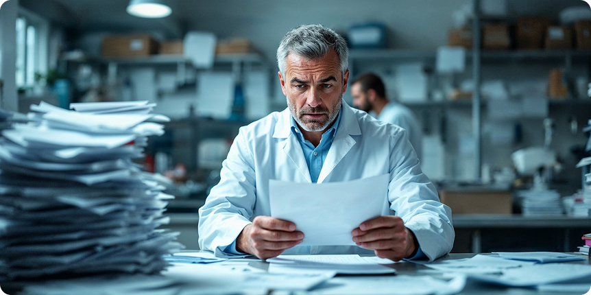 researcher reading papers 